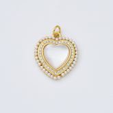 18K Gold Filled Mother Of Pearl Heart Charm, Heart Shell Pearl Pendant for Necklace Bracelet Jewelry Making Supply, CP1962
