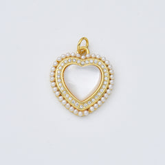 18K Gold Filled Mother Of Pearl Heart Charm, Heart Shell Pearl Pendant for Necklace Bracelet Jewelry Making Supply, CP1962