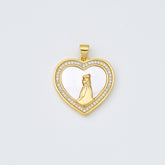 18K Gold Filled Shell Pearl Heart Charm, Wedding First Dance Heart Pendant, for Necklace Bracelet Jewelry Making, Anniversary Gift, CP1972
