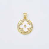 18K Gold Filled Quatrefoil Clover Shell Pearl Charm, Four Leaf Clover Pendant, Mother Of Pearl Lucky Clover for DIY Jewelry Making, CP1982