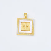 18K Gold Filled Cross Shell Pearl Charm, Cross Pendant for Religious Necklace Bracelet Jewelry Making Supply, 22x24mm, CP1990