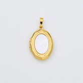 18K Gold Filled Oval Pearl Photo Locket Charm, Openable Oval Locket Pendant for Photo Necklace Handmade Mothers Day Gift Jewelry Supply, CP2005