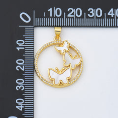 18K Gold Filled Butterfly Shell Pearl Charm Medallion, Gold Filled Mariposa Coin Pendant for Necklace Bracelet Jewelry Making Supply, 24x27mm, CP2019