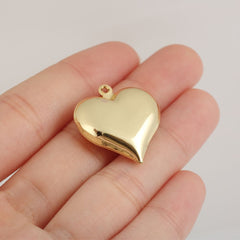 18K Gold Filled Large Puffy Heart Charm, Love Heart Pendant for Necklace Bracelet Jewelry Making Supply, Add On Charm, 12/15/21mm, CP2027B