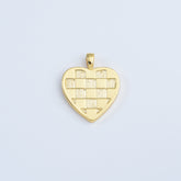 18K Gold Filled Checkered Heart Charm, Love Heart Pendant for Necklace Bracelet Jewelry Making Supply, Add On Charm, 26x21mm, CP2028