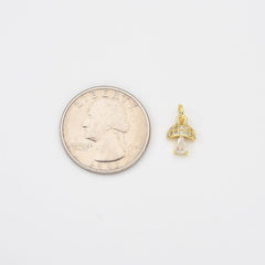 18K Gold Filled Dainty Mushroom Charm, Mushroom Pendant CZ Micro Pave for Necklace Bracelet Jewelry Making Supply, 14x7mm, CP2035