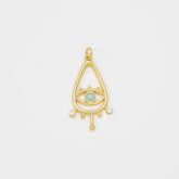 18K Gold Filled Teardrop Evil Eye Charm, Evil Eye Pendant for Necklace Bracelet Earrings Jewelry Making Supply, 34x17mm, CP2037