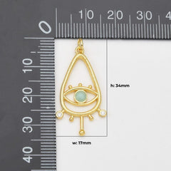 18K Gold Filled Teardrop Evil Eye Charm, Evil Eye Pendant for Necklace Bracelet Earrings Jewelry Making Supply, 34x17mm, CP2037