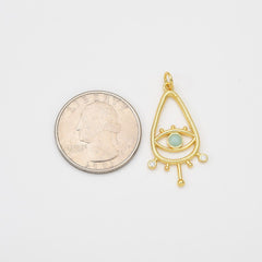 18K Gold Filled Teardrop Evil Eye Charm, Evil Eye Pendant for Necklace Bracelet Earrings Jewelry Making Supply, 34x17mm, CP2037