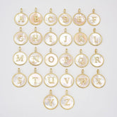18K Gold Filled Mother of Pearl Initial Letter Charm, Alphabet Pendant, Personalized Letters Initial Charm, CP2038