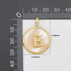 18K Gold Filled Mother of Pearl Initial Letter Charm, Alphabet Pendant, Personalized Letters Initial Charm, CP2038