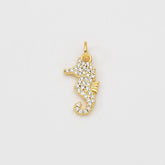 18K Gold Filled Dainty Sea Horse Charm, Seahorse Pendant CZ Micro Pave for Necklace Bracelet Jewelry Making Supply, Under The Sea Pendant CP2041