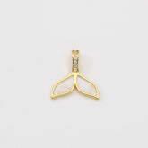 18K Gold Filled White Enamel Whale Tail Charm, Ocean Sea Animal Tail Whale Mermaid Dolphin Charm for DIY Jewelry Making Supply, CP2047