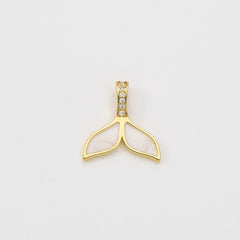 18K Gold Filled White Enamel Whale Tail Charm, Ocean Sea Animal Tail Whale Mermaid Dolphin Charm for DIY Jewelry Making Supply, CP2047