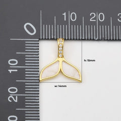 18K Gold Filled White Enamel Whale Tail Charm, Ocean Sea Animal Tail Whale Mermaid Dolphin Charm for DIY Jewelry Making Supply, CP2047