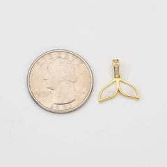 18K Gold Filled White Enamel Whale Tail Charm, Ocean Sea Animal Tail Whale Mermaid Dolphin Charm for DIY Jewelry Making Supply, CP2047