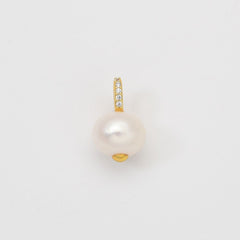 18K Gold Filled Freshwater Pearl Drop Charm Pendant for DIY Necklace Bracelet Earring Jewelry Making Supply, 17x10mm, CP2053