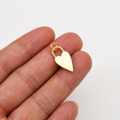 18K Gold Filled Dainty Heart Charm, Heart Love Twisted Handle Padlock Pendant for Necklace Bracelet Earrings Jewelry Making Supply, CP2056