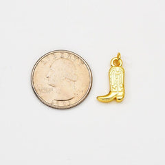 18K Gold Filled Dainty Cowboy Boots Charm, Artisan Engraved Woman Boots Cowboy Boots Shoes Pendant for Necklace Bracelet Jewelry Making, CP2059