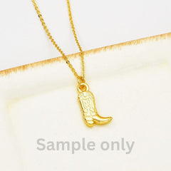 18K Gold Filled Dainty Cowboy Boots Charm, Artisan Engraved Woman Boots Cowboy Boots Shoes Pendant for Necklace Bracelet Jewelry Making, CP2059