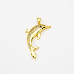 18K Gold Filled Dolphin Charm Pendant, Jewelry Making Supplies Wholesale Charm Kids Fish Animal Under the Water Jewelry Inspired, CP2061