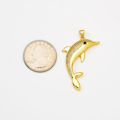18K Gold Filled Dolphin Charm Pendant, Jewelry Making Supplies Wholesale Charm Kids Fish Animal Under the Water Jewelry Inspired, CP2061