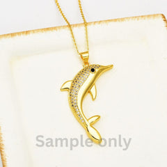 18K Gold Filled Dolphin Charm Pendant, Jewelry Making Supplies Wholesale Charm Kids Fish Animal Under the Water Jewelry Inspired, CP2061
