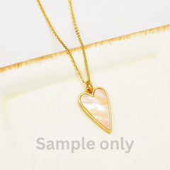 18K Gold Filled Dainty Mother of Pearl Heart Charm, Heart Love Pendant for Necklace Bracelet Jewelry Making Supply, 25x12mm, CP2062