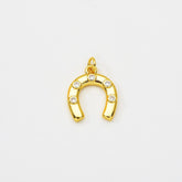 18K Gold Filled Dainty Horseshoe Charm, Cubic Zirconia Lucky Charm Pendant, Horse Shoe for Necklace Bracelet Earrings Jewelry Making Supply, CP2066