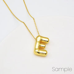 18K Gold Filled Alphabet Charm, Personalized Balloon Initial Letter Charm Necklace, Bubble Font Style Trend Fashion Jewelry Necklace, CP2069