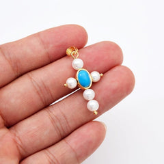 18K Gold Filled Virgin Mary Cross Charm, Our Lady of Guadalupe Pearl Cross Pendant for Religious Jewelry Making Supply, CP2070