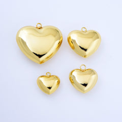 18K Gold Filled Large Puffy Heart Charm, Love Heart Pendant for Necklace Bracelet Jewelry Making Supply, Add On Charm, 20/25/30/40mm, CP2073