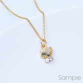 18K Gold Filled Clam Pearl Shell Charm,Tiny Sea Shell Pendant for Bracelet Earring Necklace Component, Summer Beach Charm, 16x10mm, CP2075