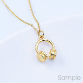 18K Gold Filled Dainty Headset Charm, Music Headphones Minimalist Pendant for Necklace Bracelet Jewelry Making Supply, 19x12mm, CP2076