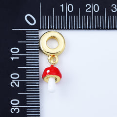 18K Gold Filled Dainty Enamel Mushroom Charm, Mushroom Pendant for Necklace Bracelet Earrings Jewelry Making Supply, 25x10mm, CP2077