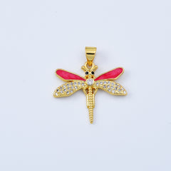 18K Gold Filled Dainty Enamel Dragonfly Charm, Dragonfly Pendant, Insect Charm Pendant for Necklace Bracelet Jewelry Making Supplies, CP2078