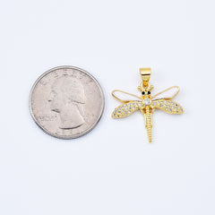 18K Gold Filled Dainty Enamel Dragonfly Charm, Dragonfly Pendant, Insect Charm Pendant for Necklace Bracelet Jewelry Making Supplies, CP2078