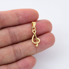 18K Gold Filled Treble G-Clef Charm, G Clef Pendant, Music Lovers Gift, Music Note Charm for Necklace Bracelet Jewelry Making Supply, CP2086
