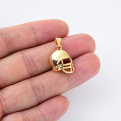 18K Gold Filled Football Sport Helmet Charm, Helmet Pendant for Necklace Bracelet Jewelry Making Supply, CP2087