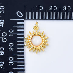 18K Gold Filled Shell Pearl Sun Charm Small Celestial Pendant Bracelet Necklace Charm, MOP Sun Pendant, CP2090
