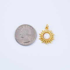 18K Gold Filled Shell Pearl Sun Charm Small Celestial Pendant Bracelet Necklace Charm, MOP Sun Pendant, CP2090