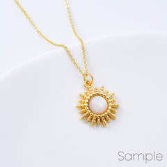18K Gold Filled Shell Pearl Sun Charm Small Celestial Pendant Bracelet Necklace Charm, MOP Sun Pendant, CP2090