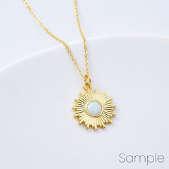 18K Gold Filled Elegant White Opal Sun Charm, Opal Sun Burst Pendant for Necklace Bracelet Jewelry Making Supply, 23x18mm, CP2091