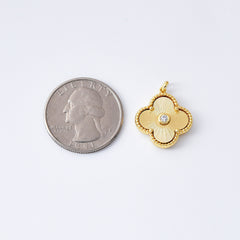 18K Gold Filled Elegant Fluted Clover Charm, Four Leaf Clover Pendant for Necklace Bracelet Jewelry Making Supply, 22x18mm, CP2092