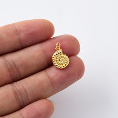 18K Gold Filled Dainty Conch Sea Shell Charm, Ocean Snail Shell Pendant for Necklace Bracelet Jewelry Making Supply, 15x9mm, CP2096