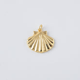 18K Gold Filled Dainty Scallop Shell Charm, ClamPendant, Cockle Shell, Seashell Charms, Beach Inspired Charm Supply, 20x19mm, CP2099