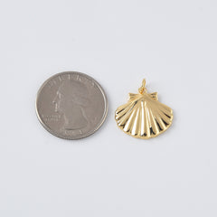 18K Gold Filled Dainty Scallop Shell Charm, ClamPendant, Cockle Shell, Seashell Charms, Beach Inspired Charm Supply, 20x19mm, CP2099