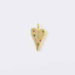 18K Gold Filled Elongated Heart Charm, Heart Pendant CZ Micro Pave, Heart Love Valentine Gift Necklace Bracelet Supply, 22x12mm, CP2100