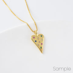 18K Gold Filled Elongated Heart Charm, Heart Pendant CZ Micro Pave, Heart Love Valentine Gift Necklace Bracelet Supply, 22x12mm, CP2100