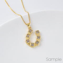 18K Gold Filled Dainty Horseshoe Charm, Cubic Lucky Charm Pendant, Horse Shoe for Necklace Bracelet Earrings Jewelry Making Supply, CP2101